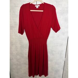 Liz Claiborne women’s sweater dress red  short sleeve feminine vamp Holiday￼